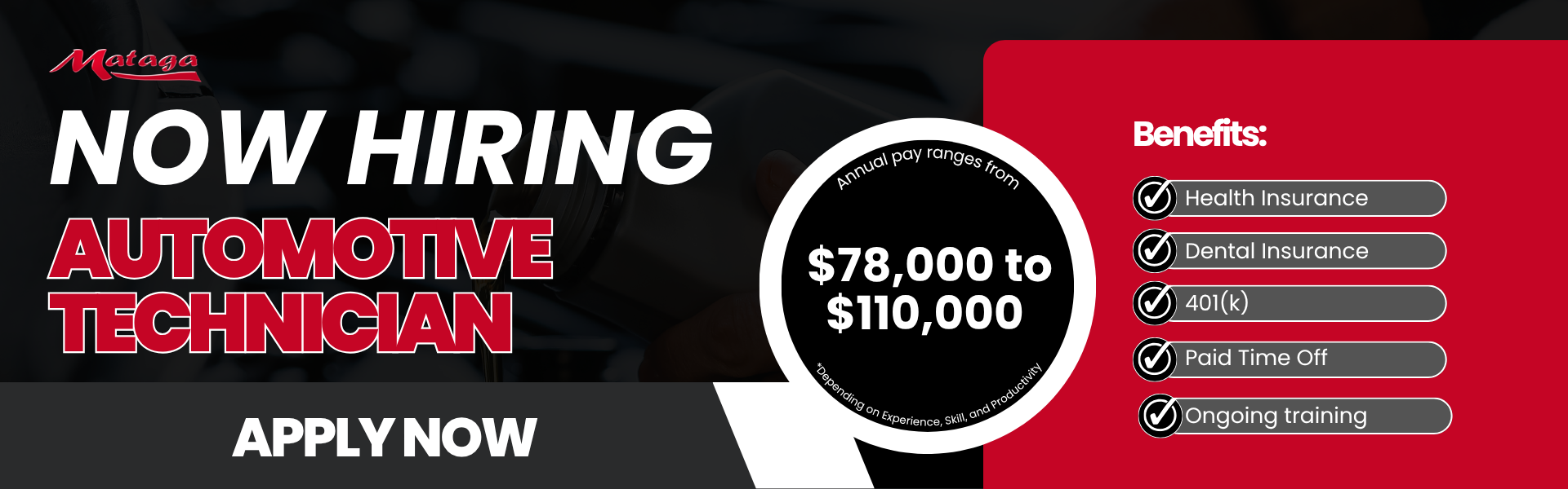 Now hiring automotive technicians at Mataga GMC